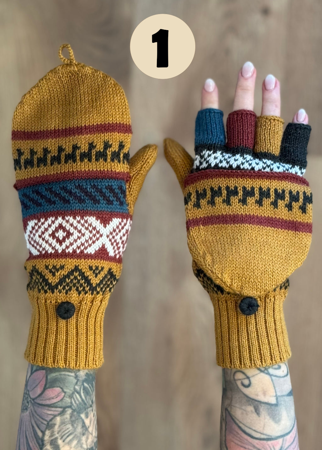 Rękawiczki z klapką - odcienie zachodzącego słońca / różne wzory