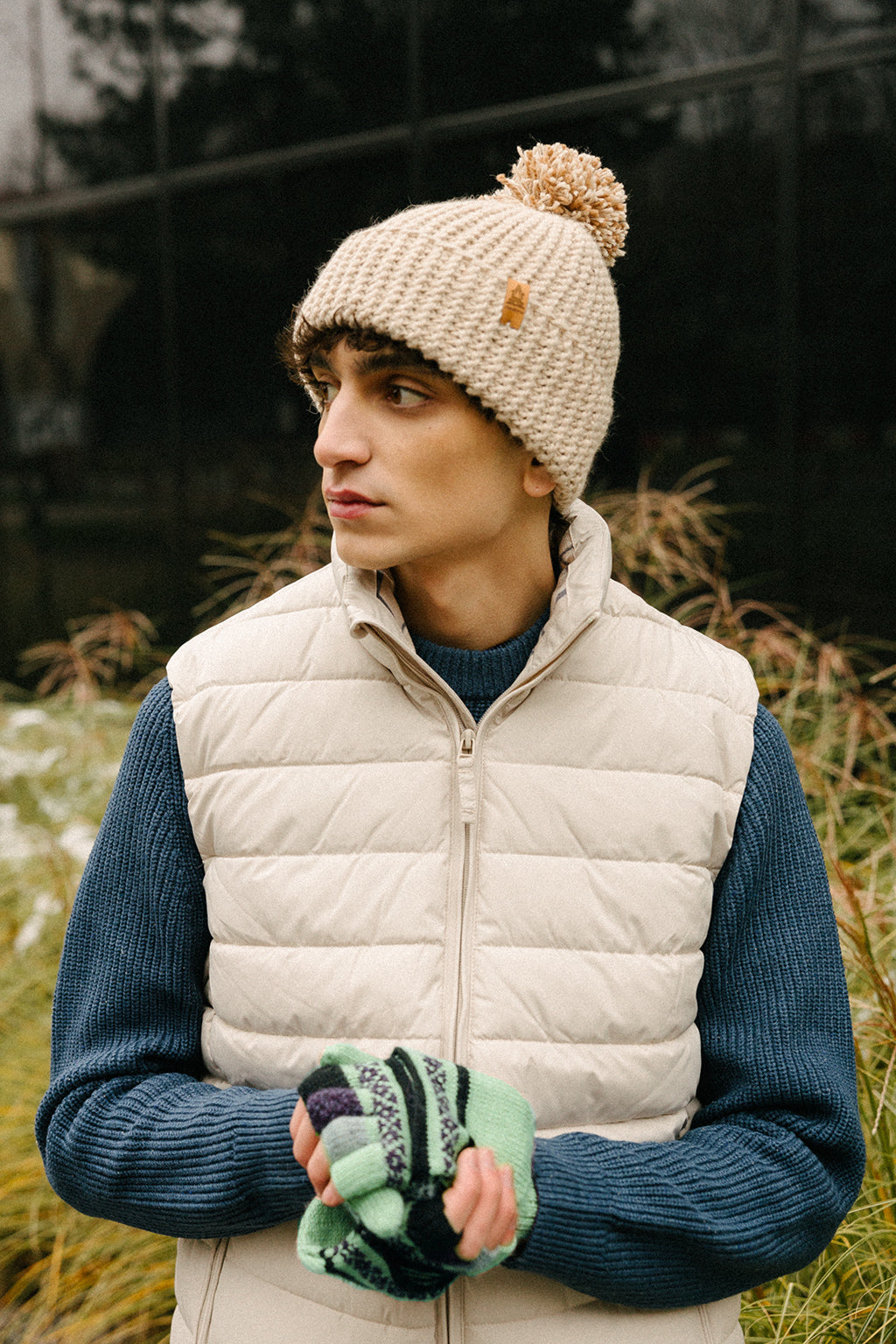 Rękawiczki z klapką - odcienie zieleni / różne wzory