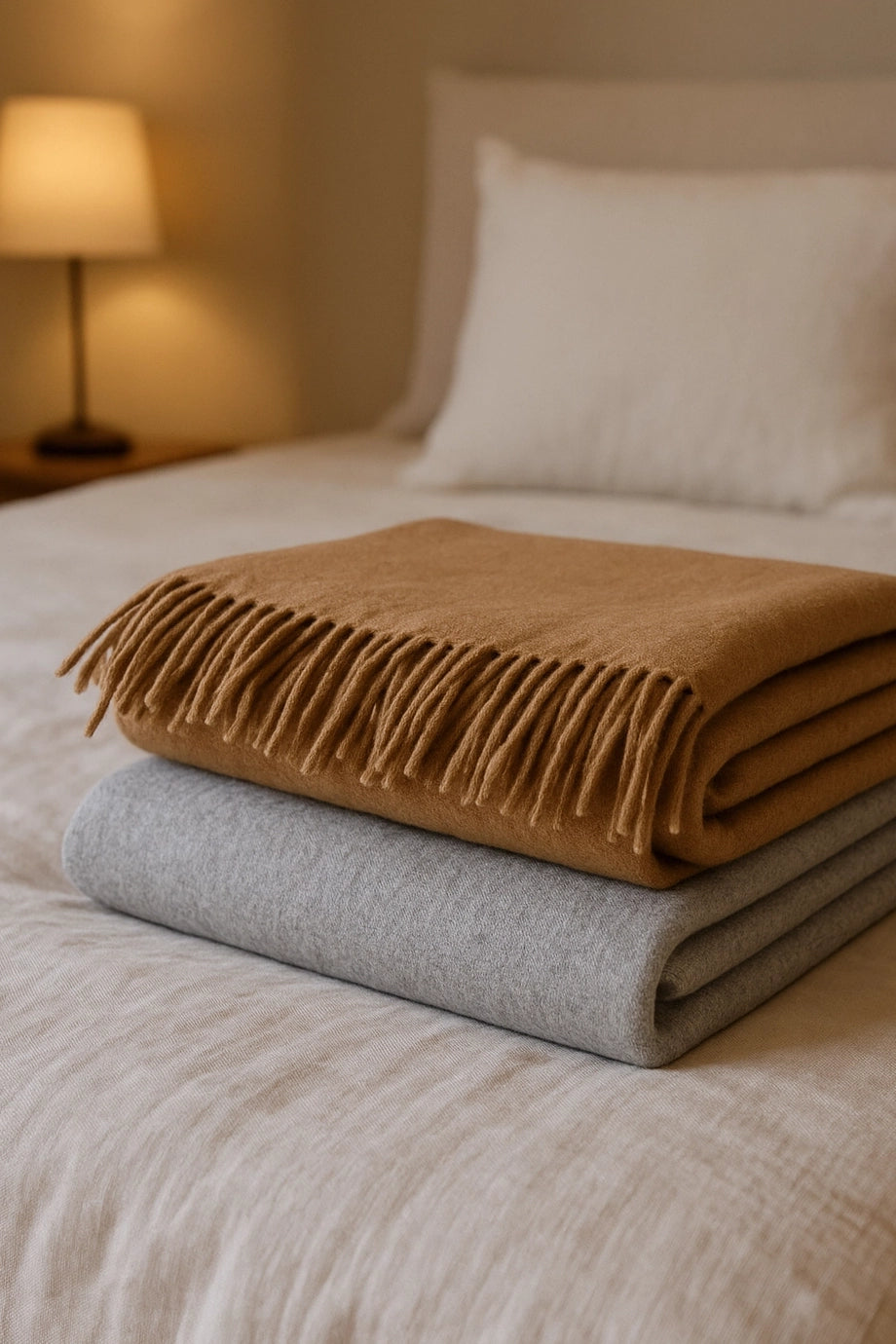 Pled z apaki UNI - jasnoszary i camelowy