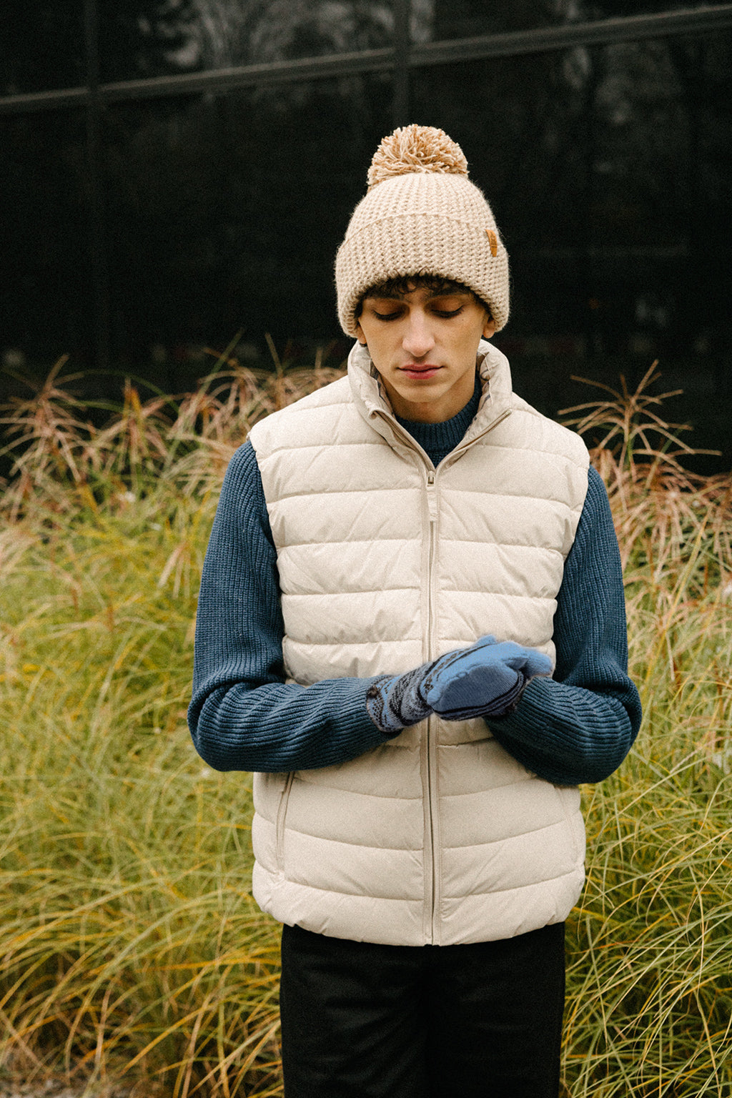 Rękawiczki z klapką - odcienie niebieskiego / różne wzory