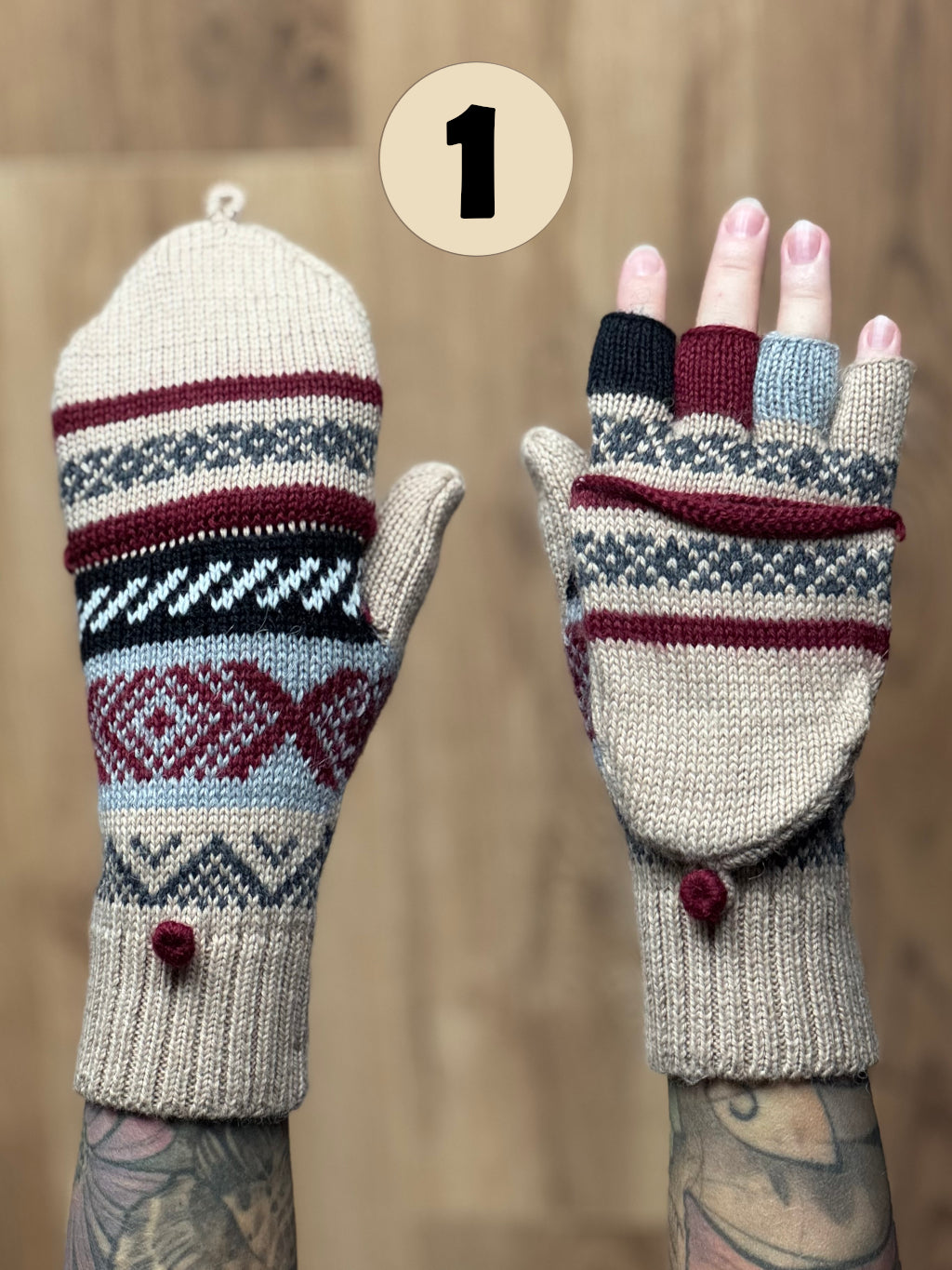 Rękawiczki z klapką - odcienie beżów i brązów / różne wzory