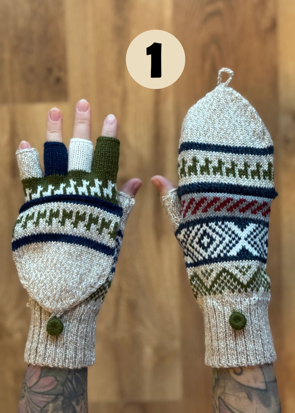 Gloves with flap without thumb - various colors and patterns
