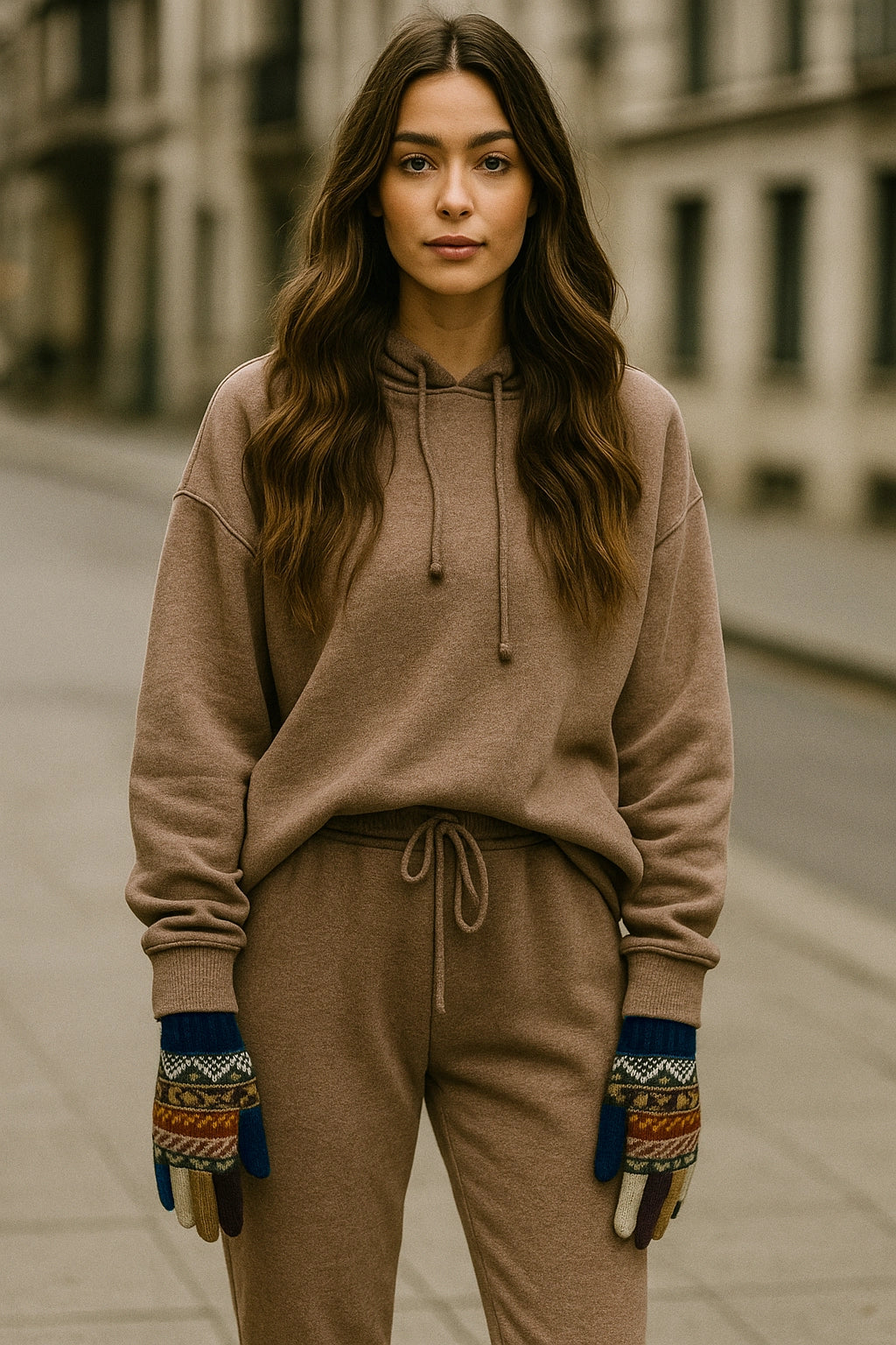 Rękawiczki pięciopalczaste - odcienie niebieskiego i fioletu /różne wzory