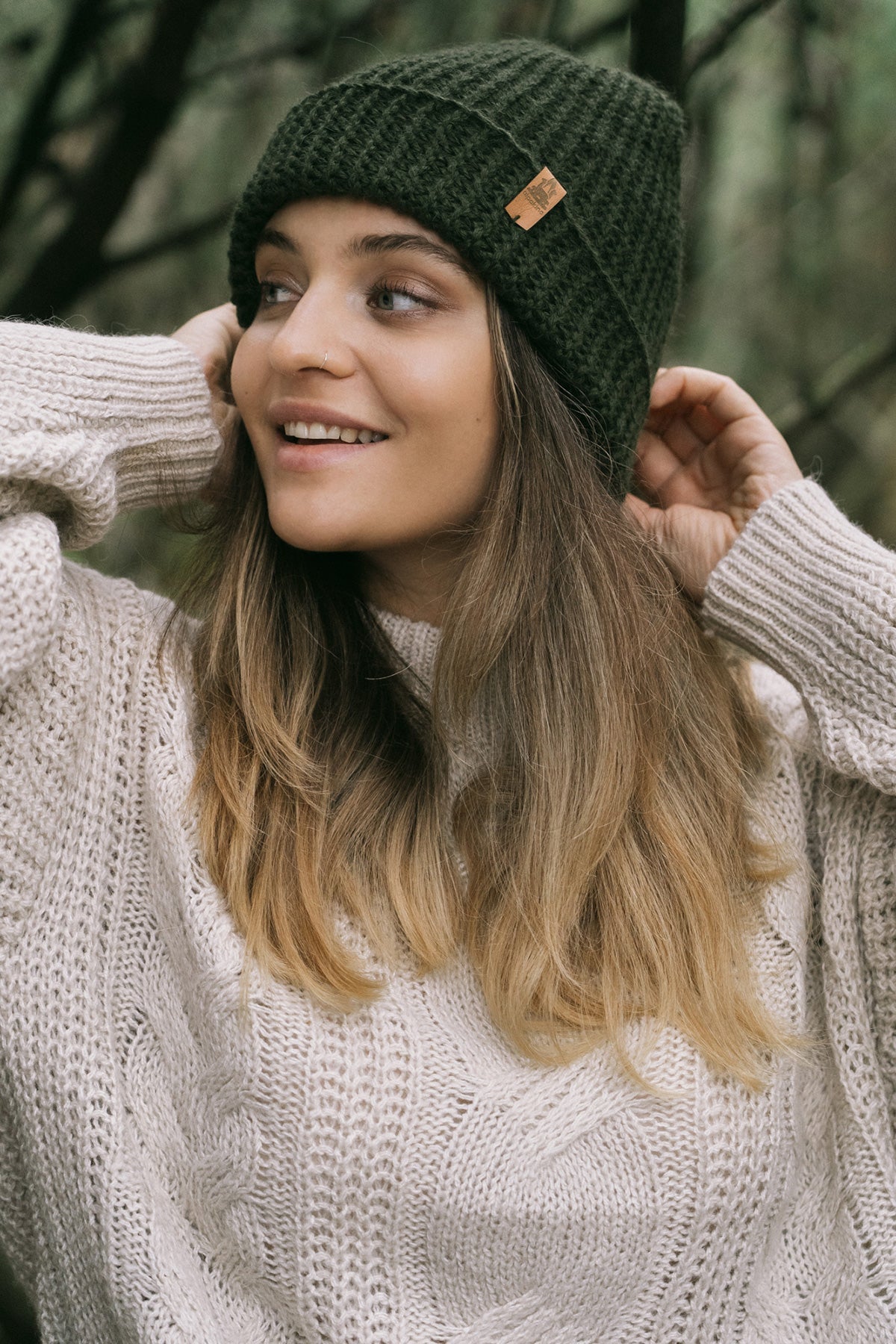 Carmen Czapka z alpaki, zielona