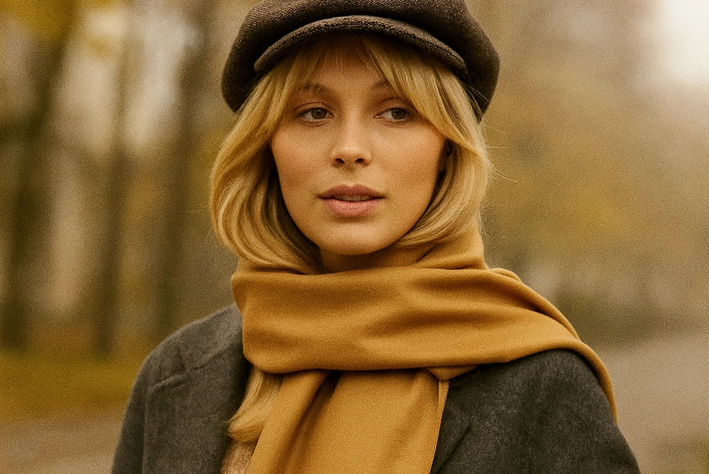 Modelka ubrana w szal z alpaki