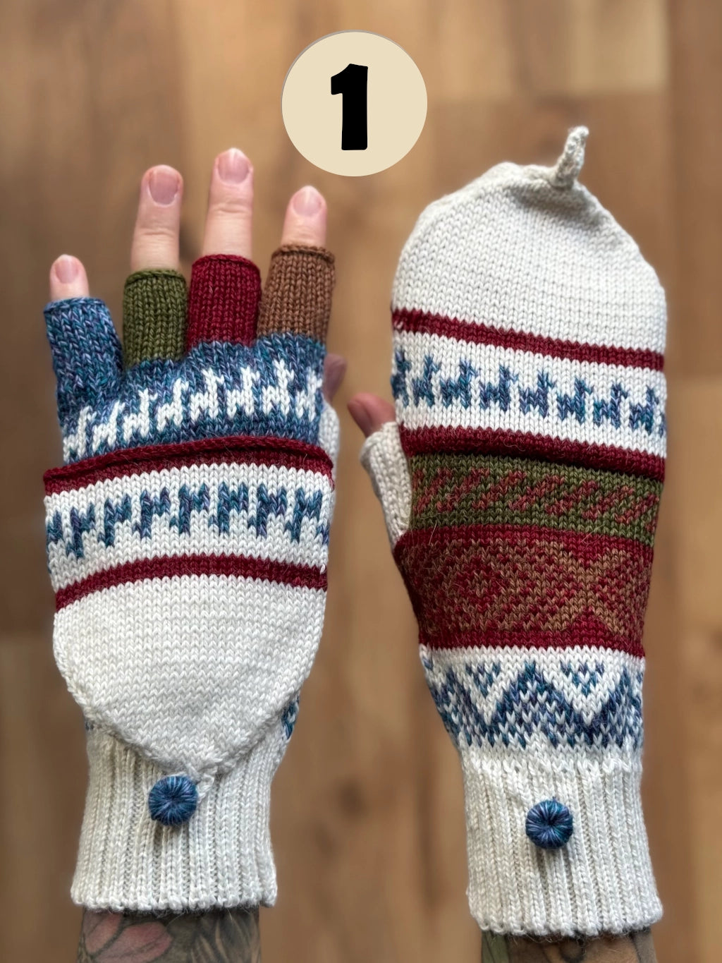 Gloves with flap without thumb - various colors and patterns