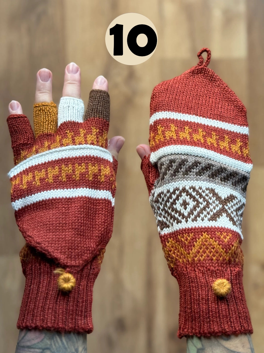 Gloves with flap without thumb - various colors and patterns