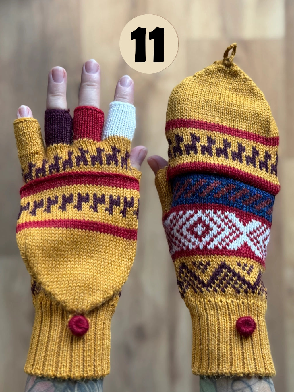 Gloves with flap without thumb - various colors and patterns