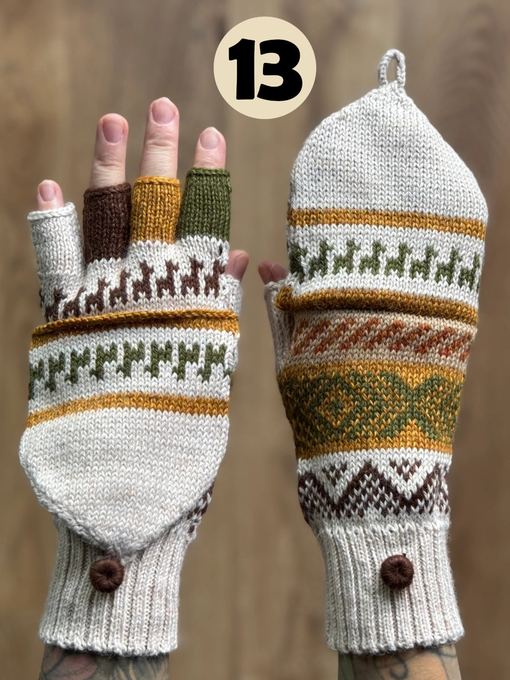 Gloves with flap without thumb - various colors and patterns