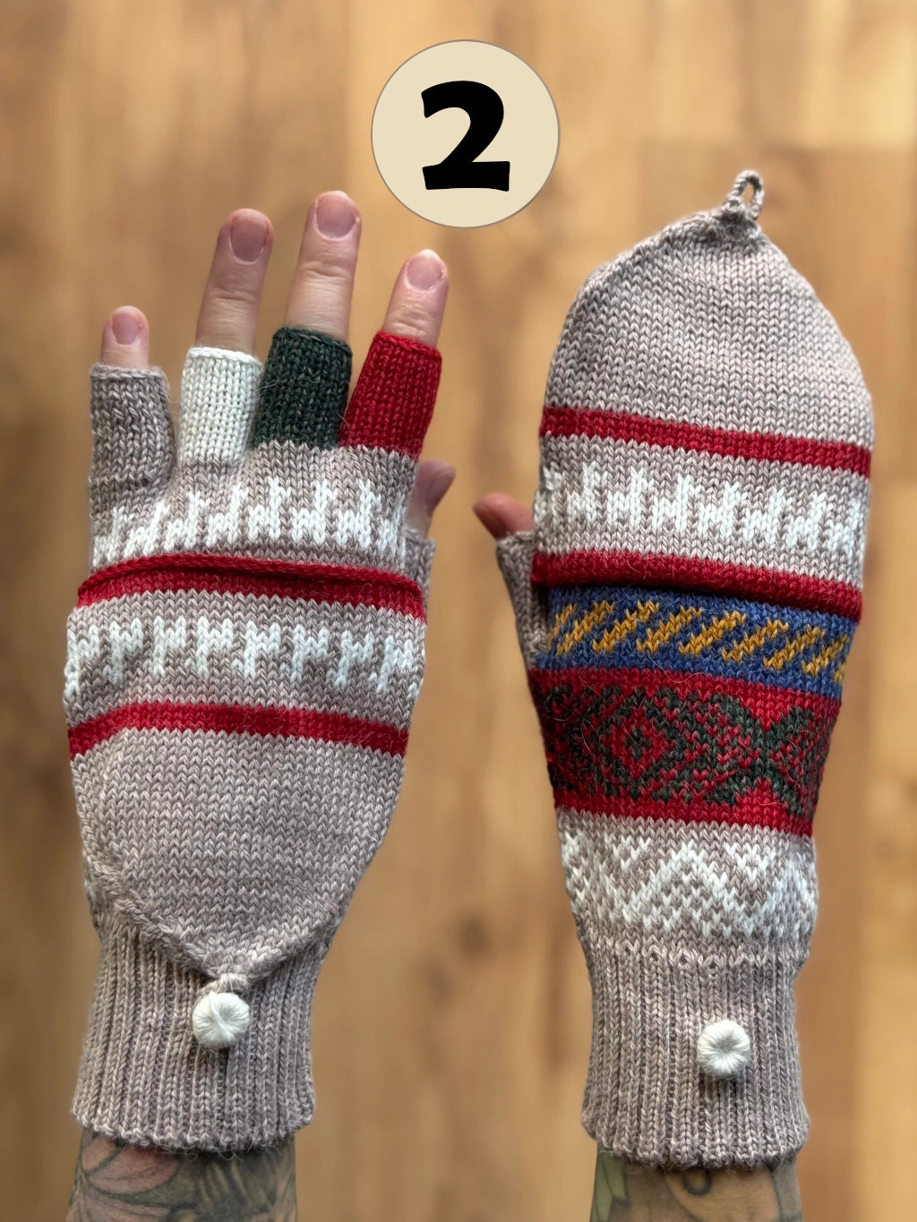 Gloves with flap without thumb - various colors and patterns