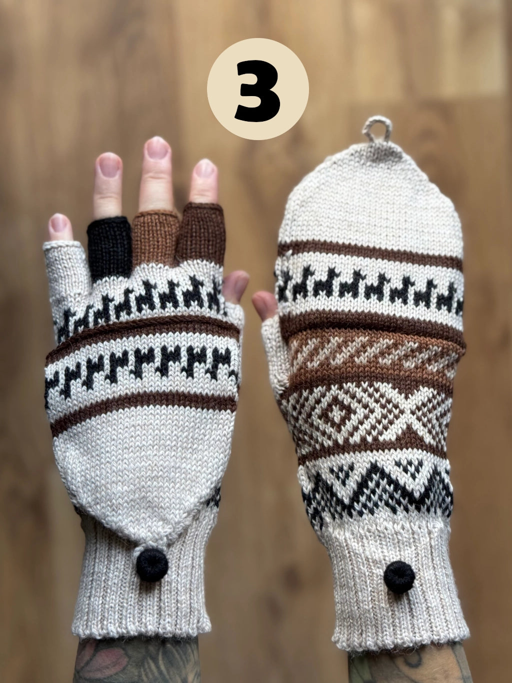 Gloves with flap without thumb - various colors and patterns