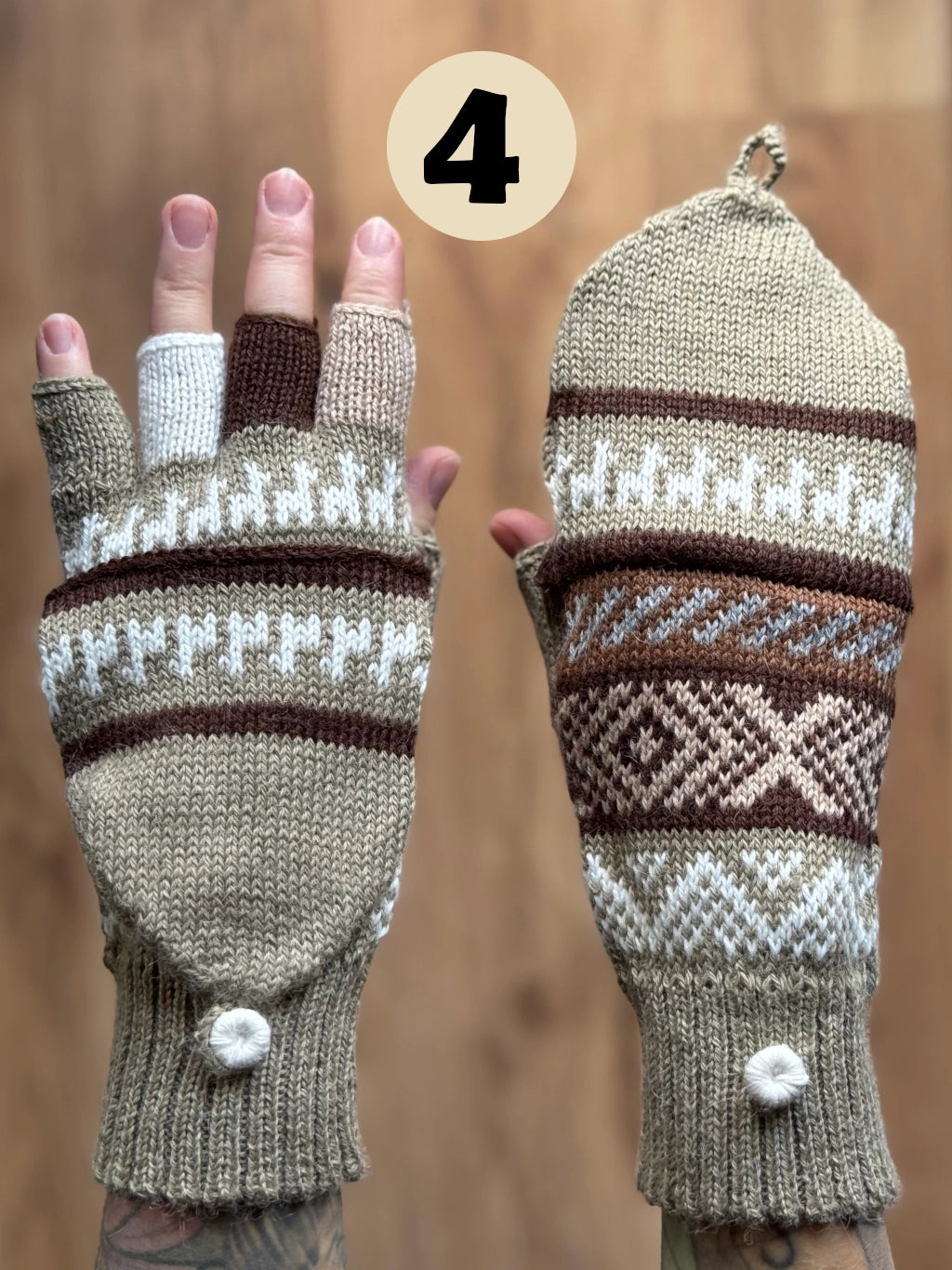 Gloves with flap without thumb - various colors and patterns