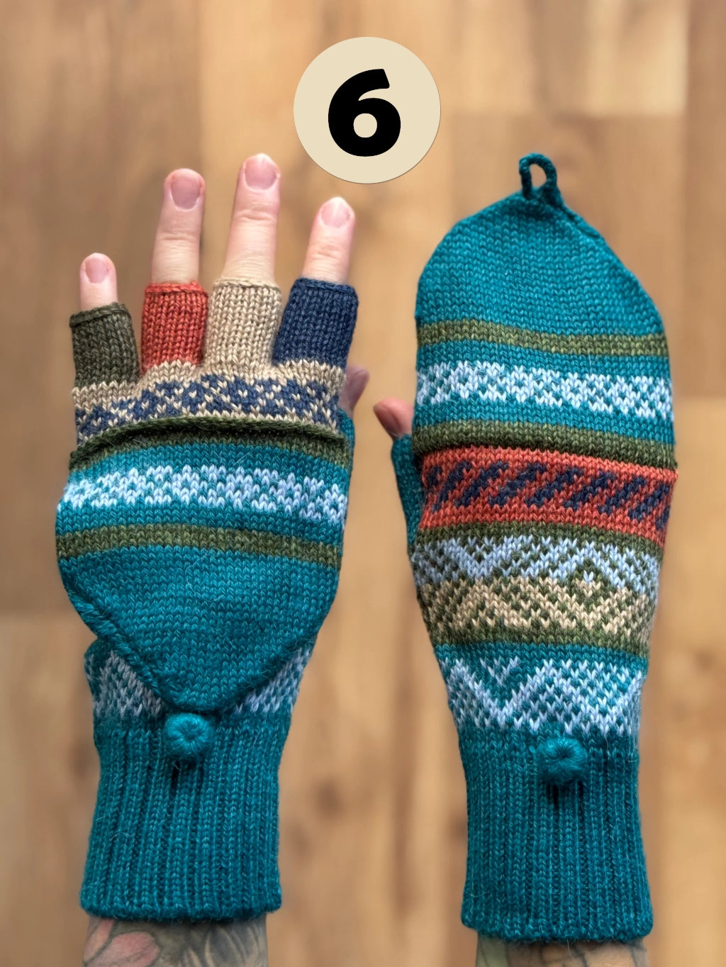 Gloves with flap without thumb - various colors and patterns