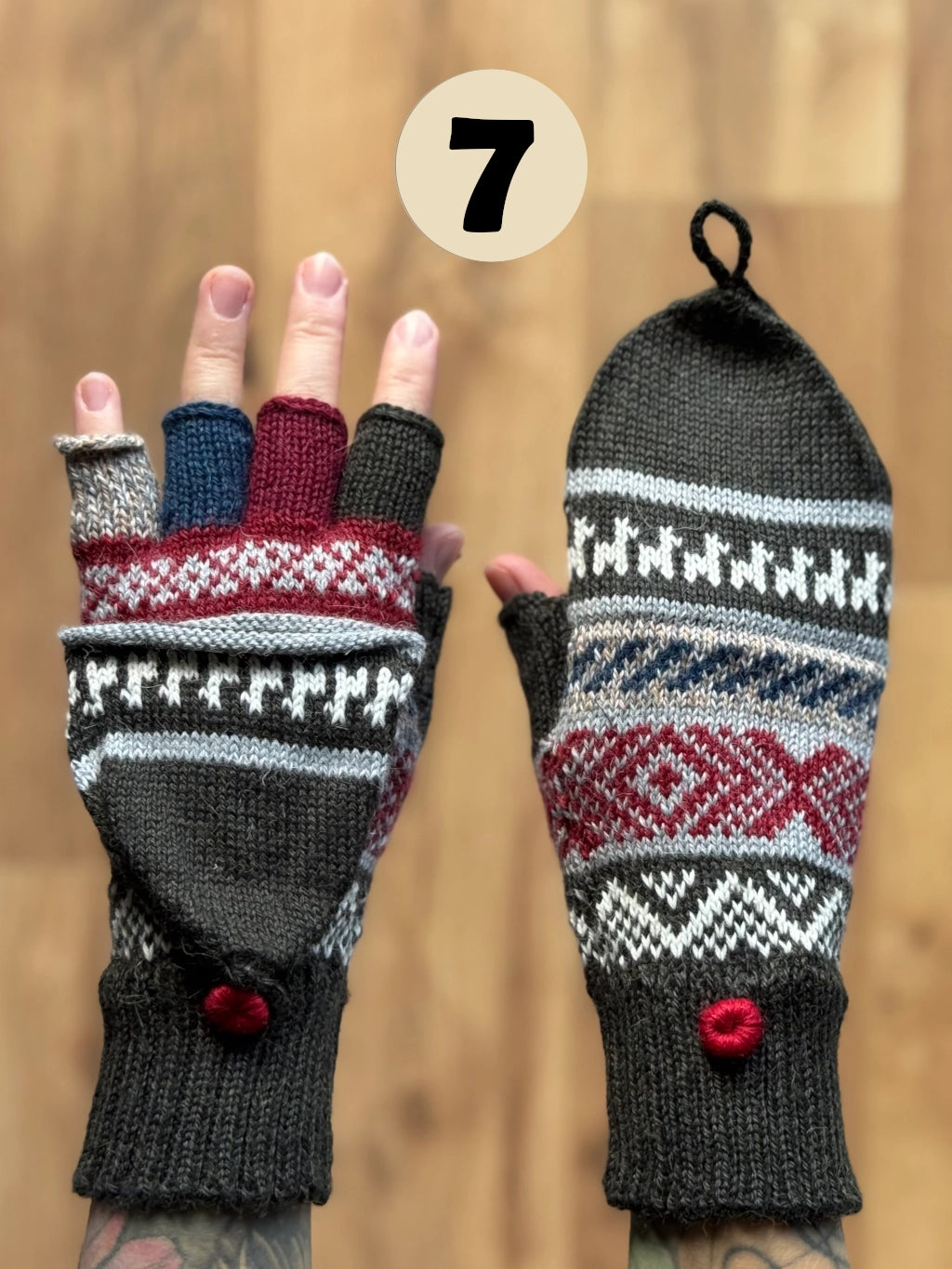Gloves with flap without thumb - various colors and patterns