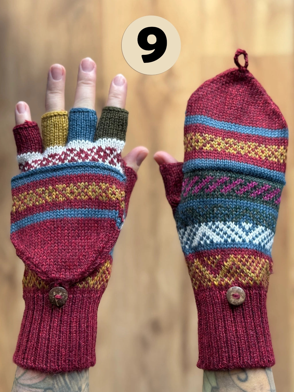 Gloves with flap without thumb - various colors and patterns
