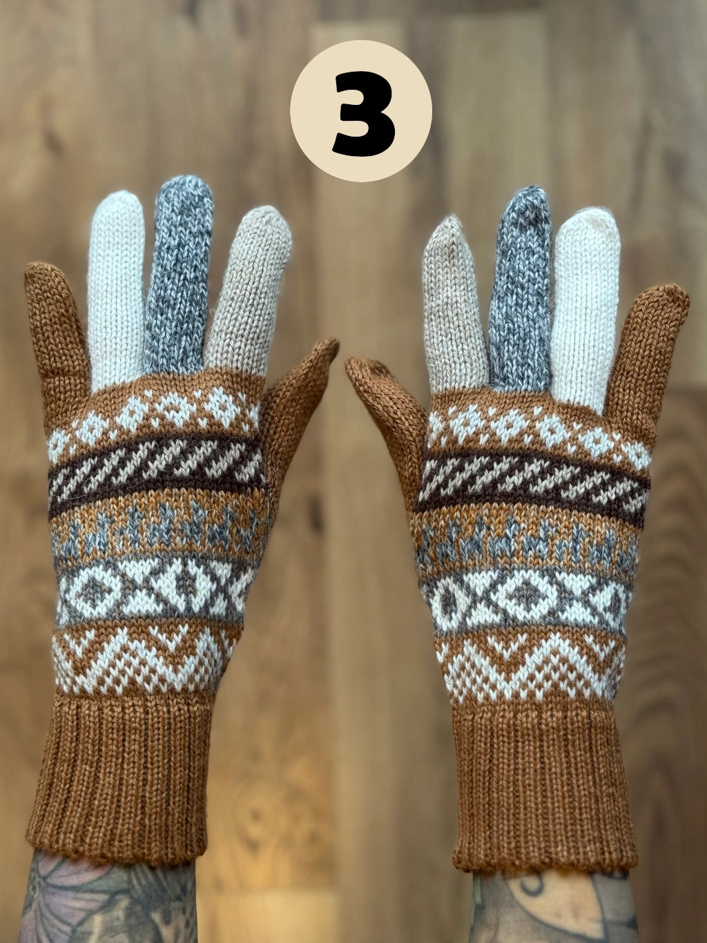 Rękawiczki pięciopalczaste - odcienie beżu i brązów /różne wzory