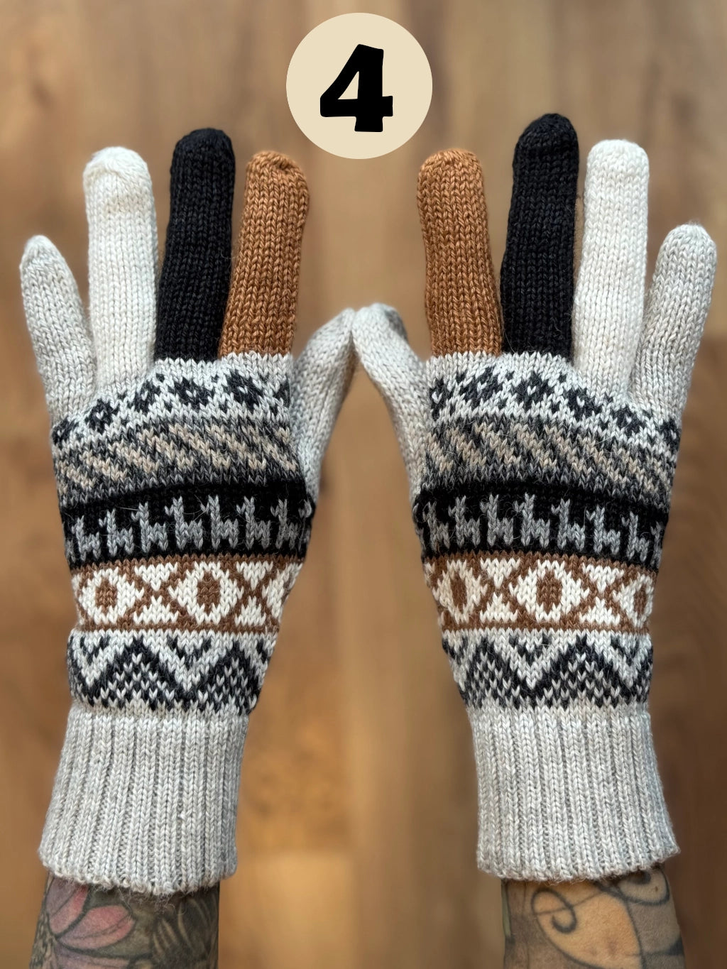 Rękawiczki pięciopalczaste - odcienie beżu i brązów /różne wzory
