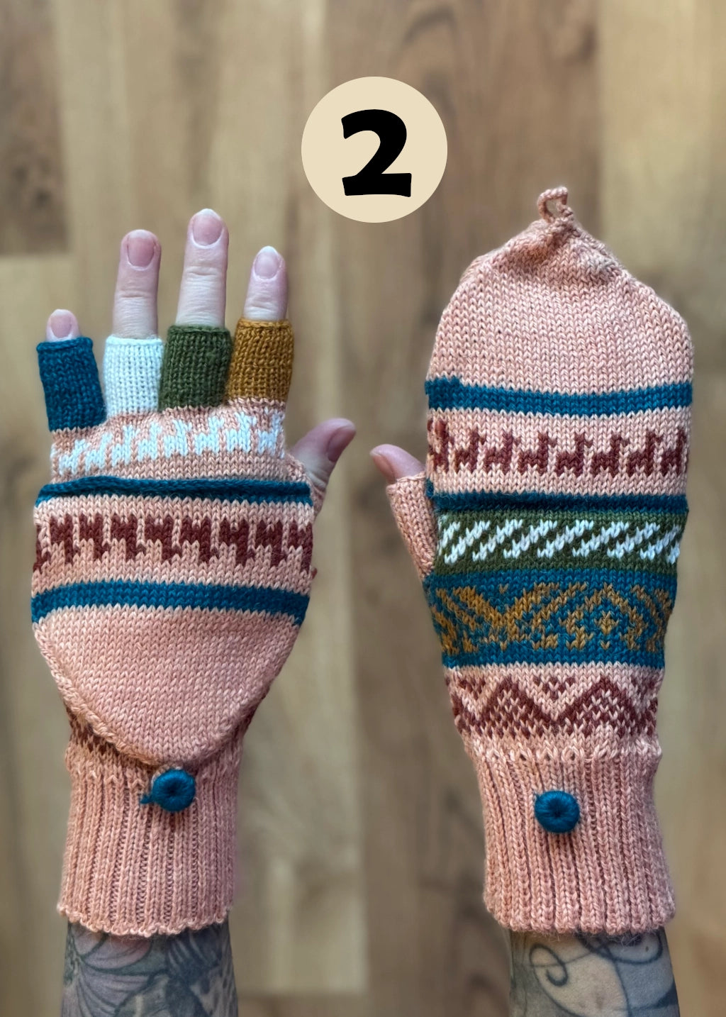 Gloves with flap without thumb - various colors and patterns