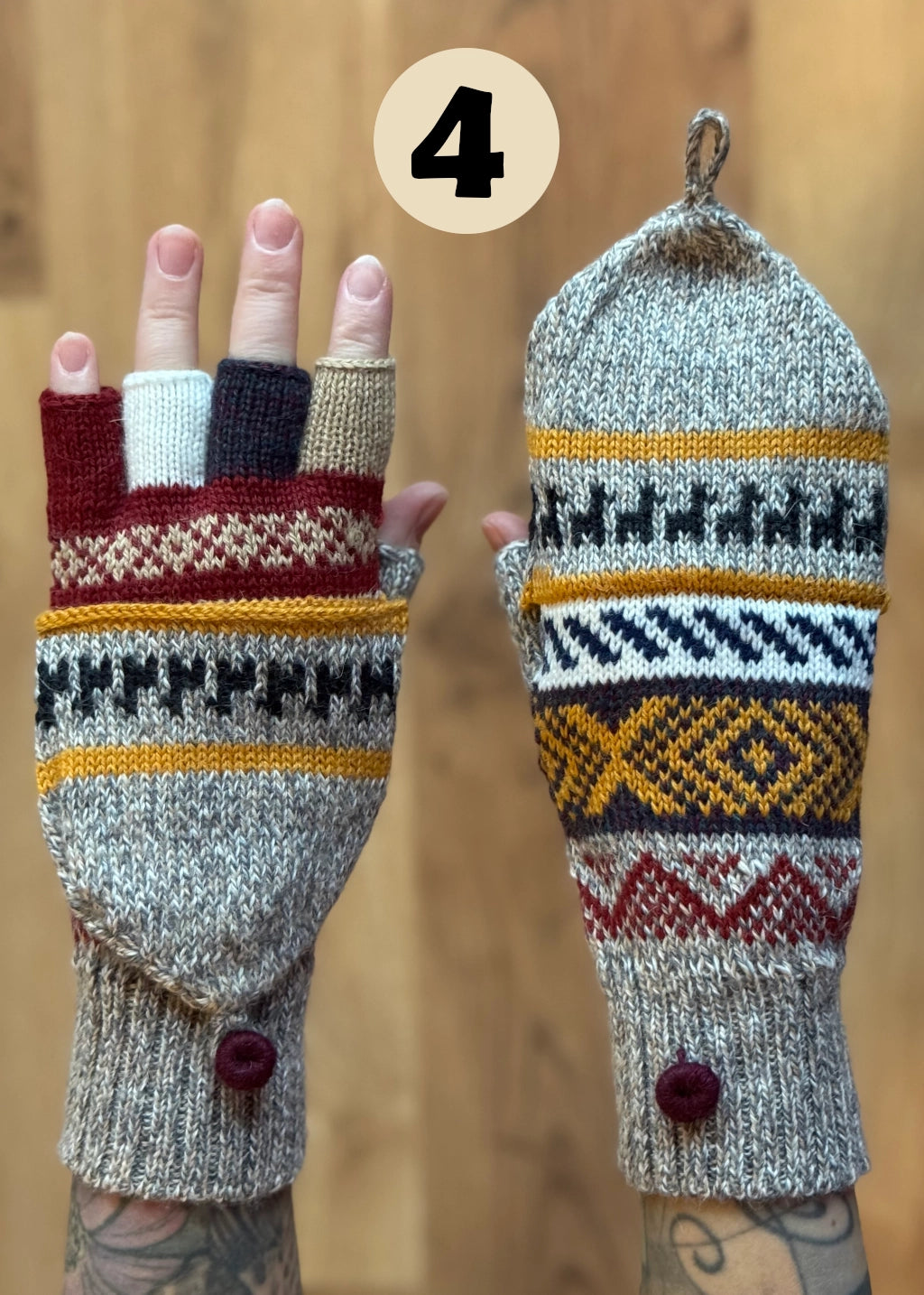 Gloves with flap without thumb - various colors and patterns