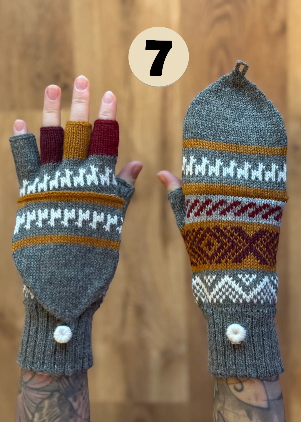 Gloves with flap without thumb - various colors and patterns