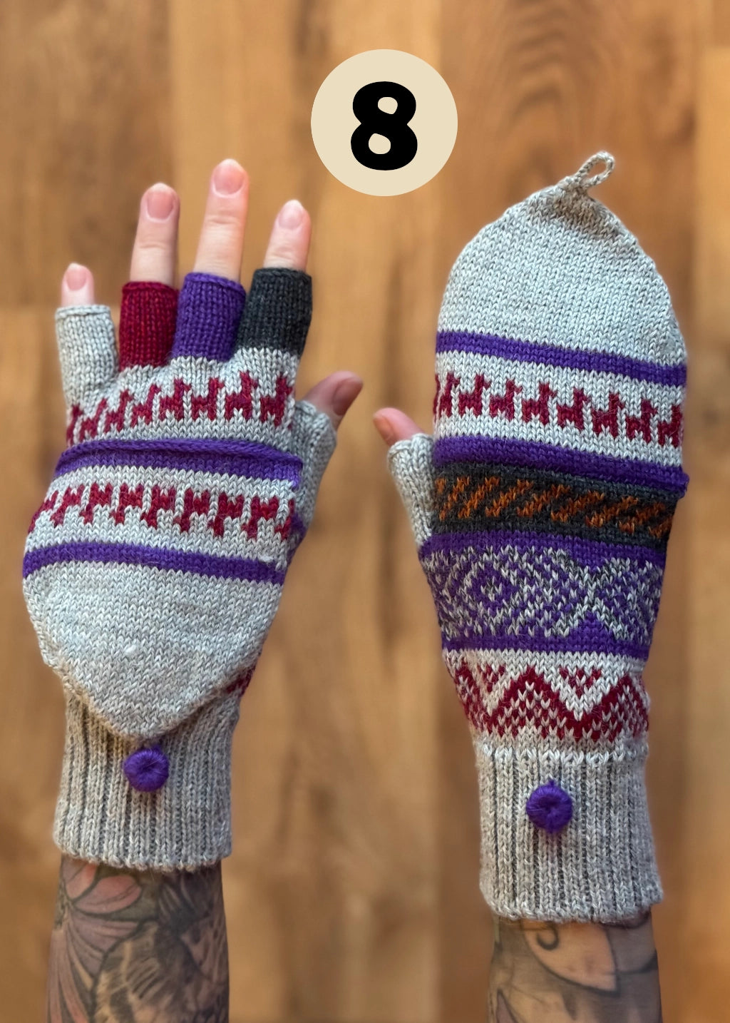 Gloves with flap without thumb - various colors and patterns