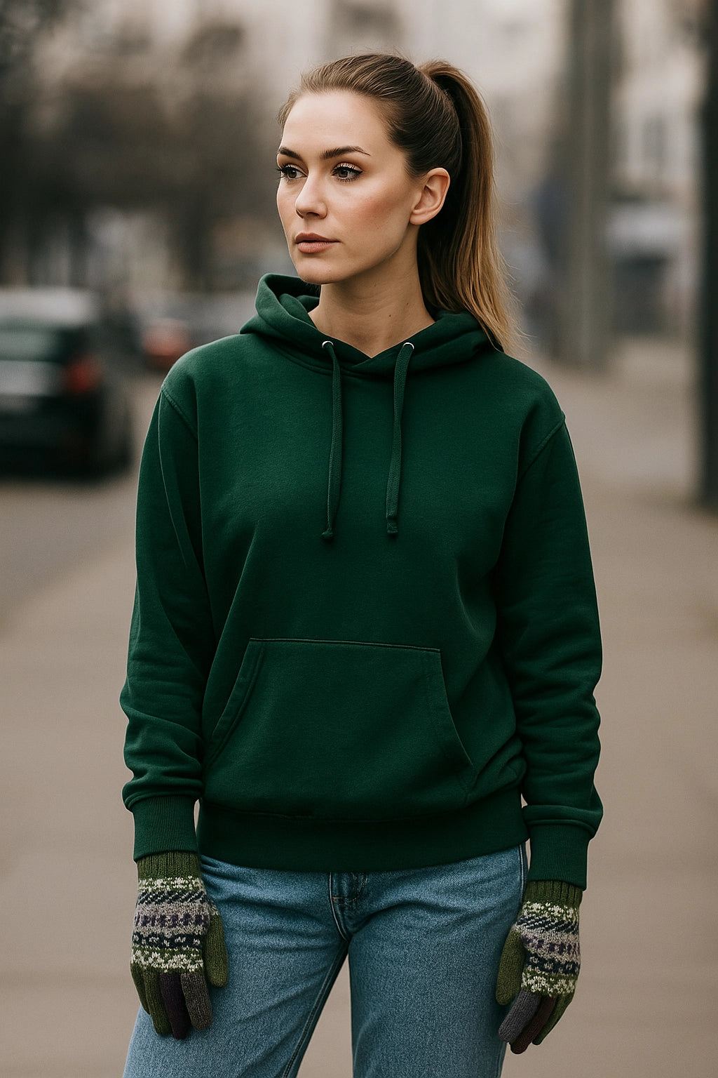 Rękawiczki pięciopalczaste - odcienie zieleni /różne wzory