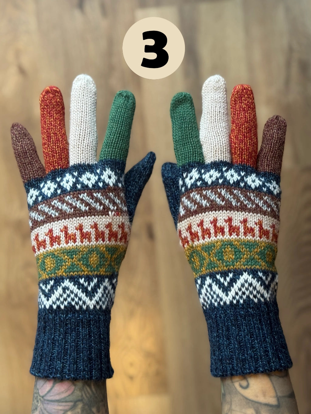 Rękawiczki pięciopalczaste - odcienie niebieskiego i fioletu /różne wzory