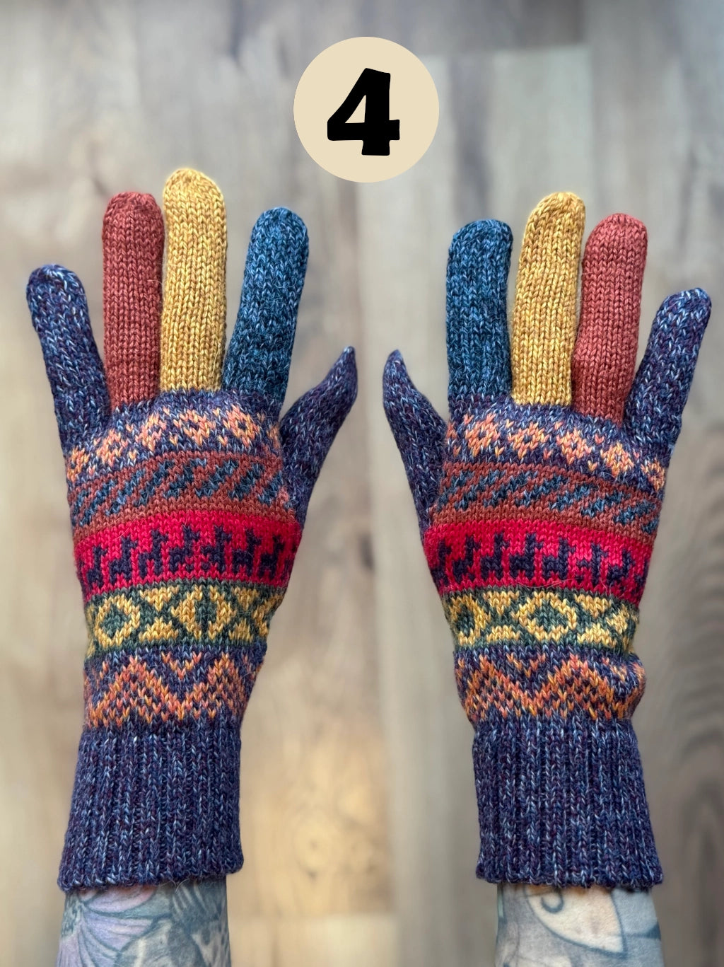 Rękawiczki pięciopalczaste - odcienie niebieskiego i fioletu /różne wzory