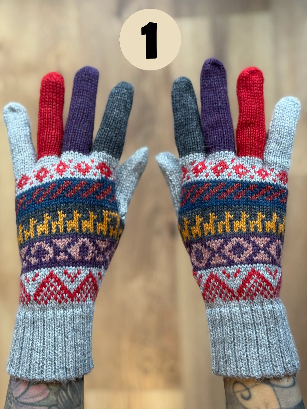 Rękawiczki pięciopalczaste - odcienie szarości i czerni /różne wzory