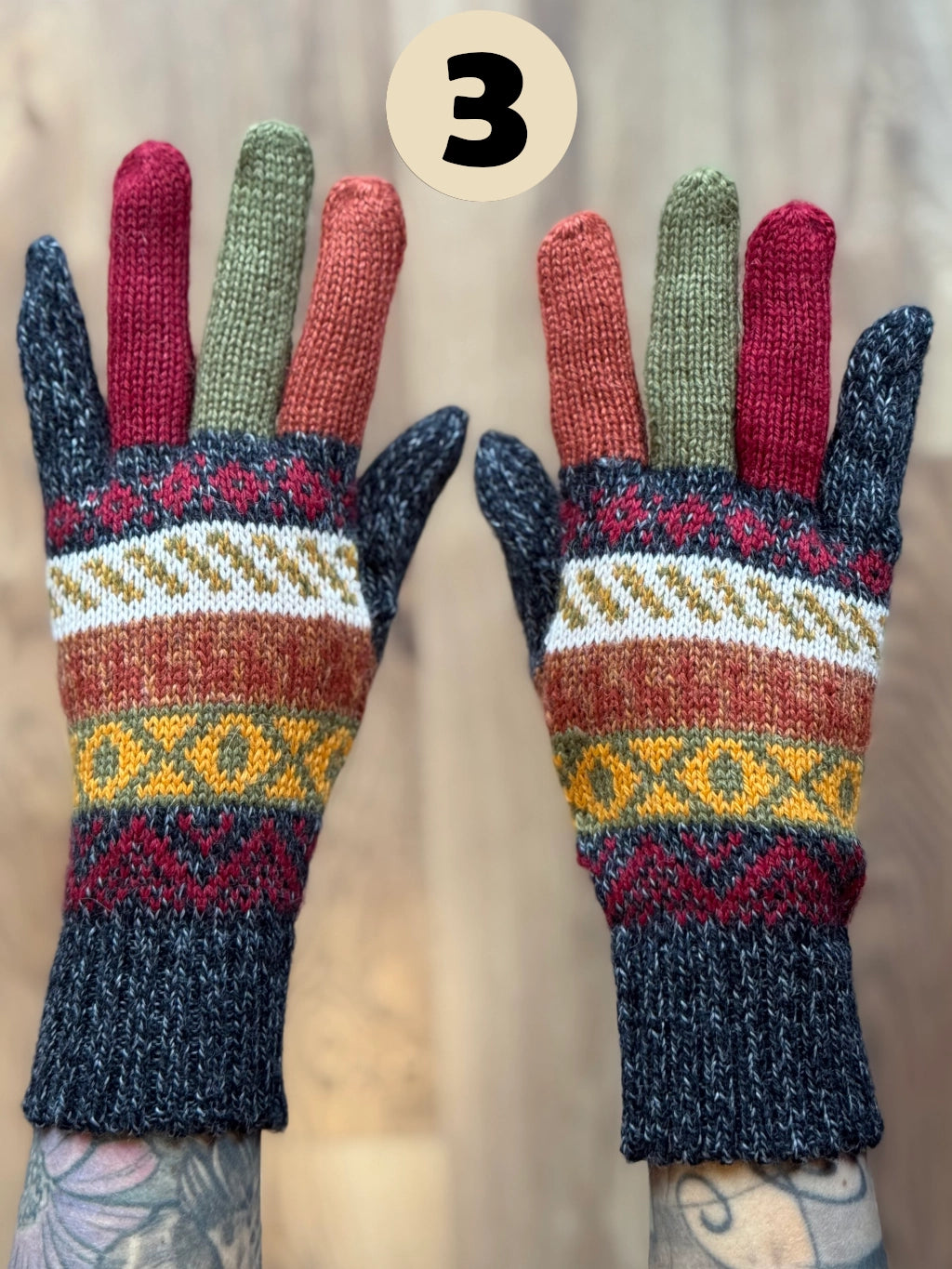 Rękawiczki pięciopalczaste - odcienie szarości i czerni /różne wzory