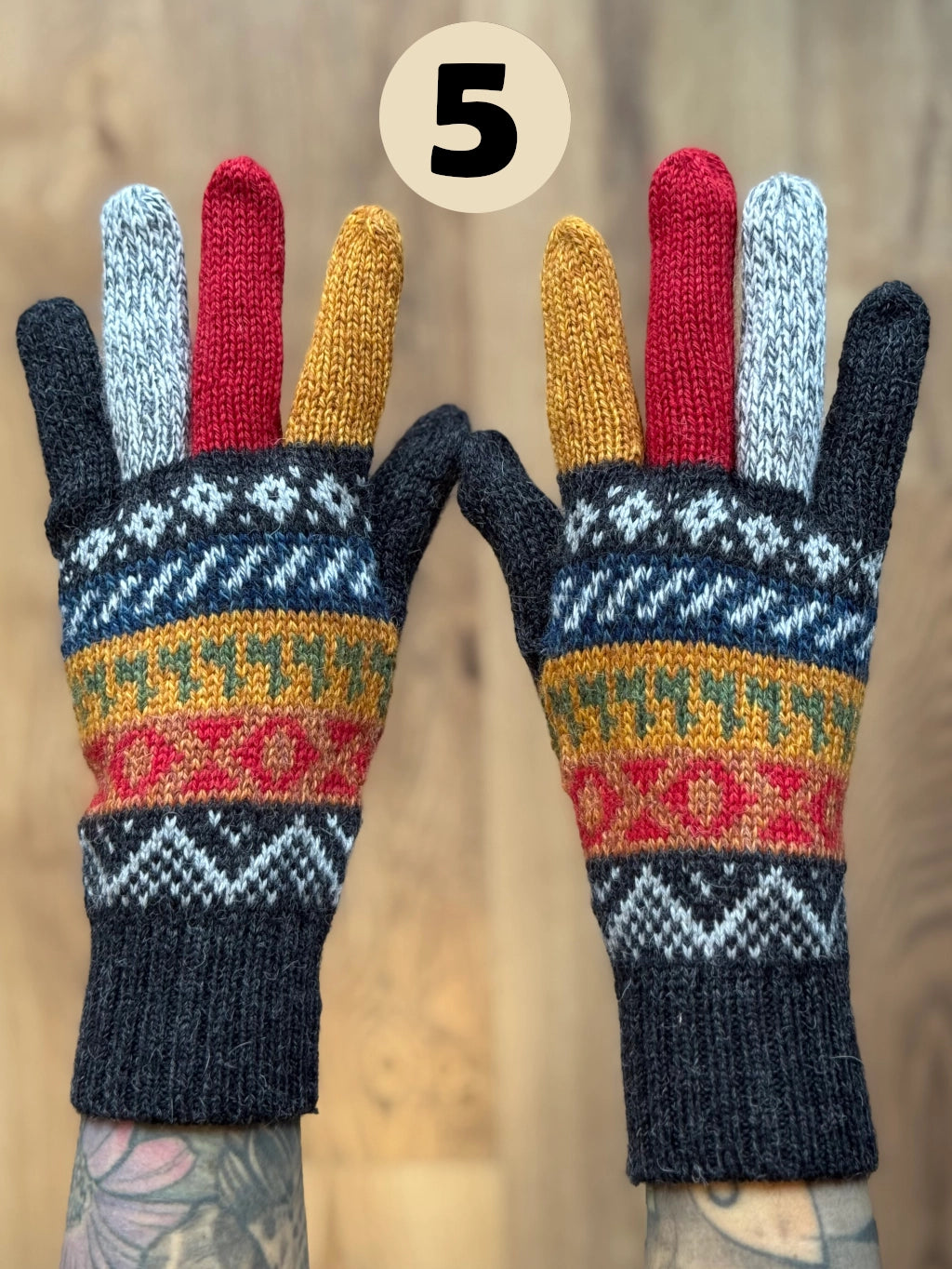 Rękawiczki pięciopalczaste - odcienie szarości i czerni /różne wzory