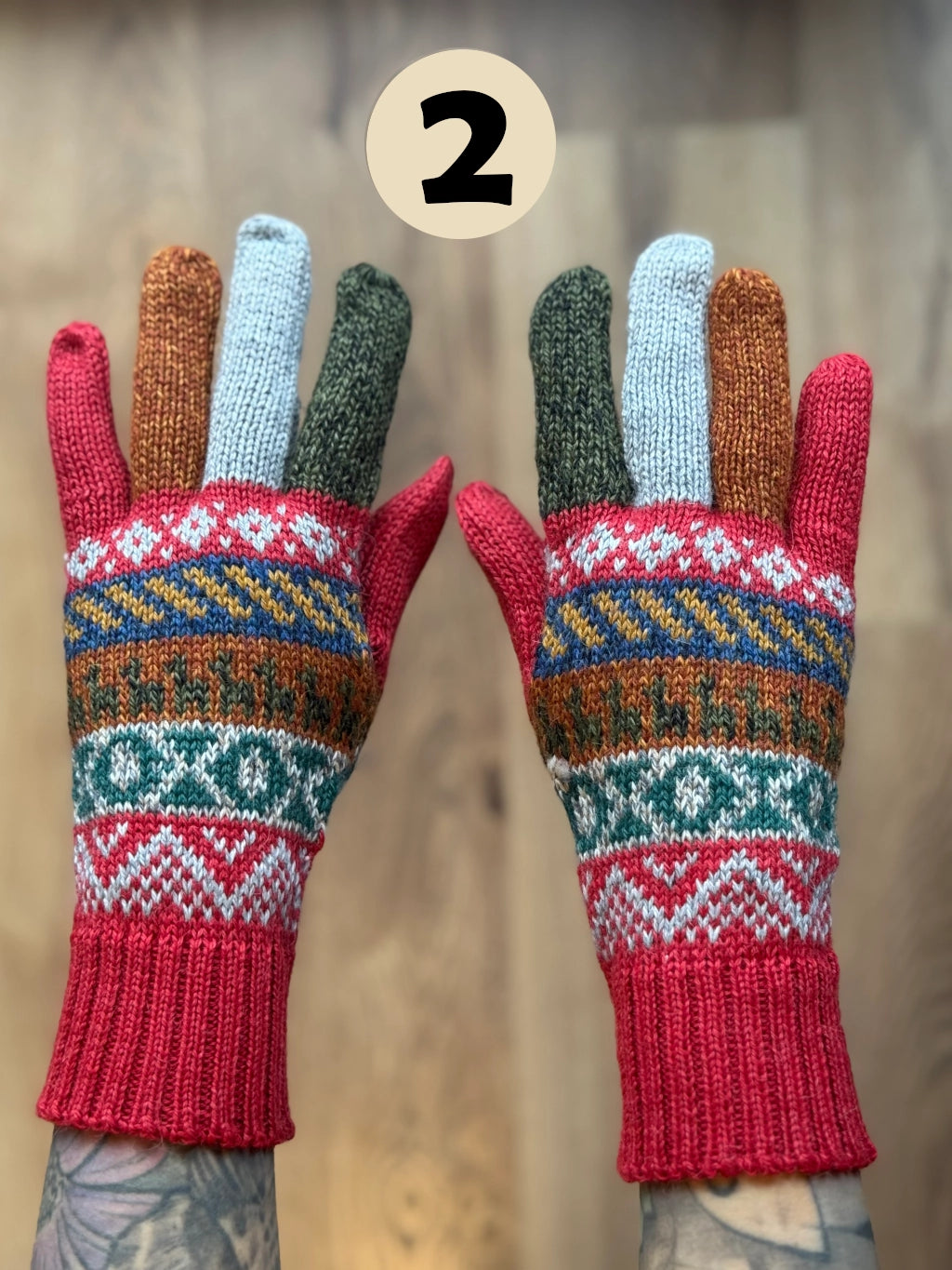 Rękawiczki pięciopalczaste - odcienie zachodu słońca /różne wzory