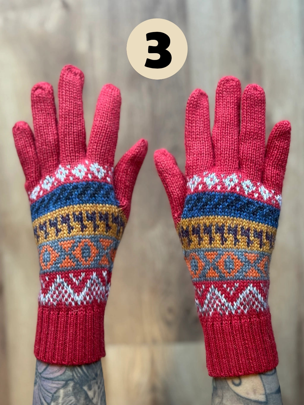 Rękawiczki pięciopalczaste - odcienie zachodu słońca /różne wzory