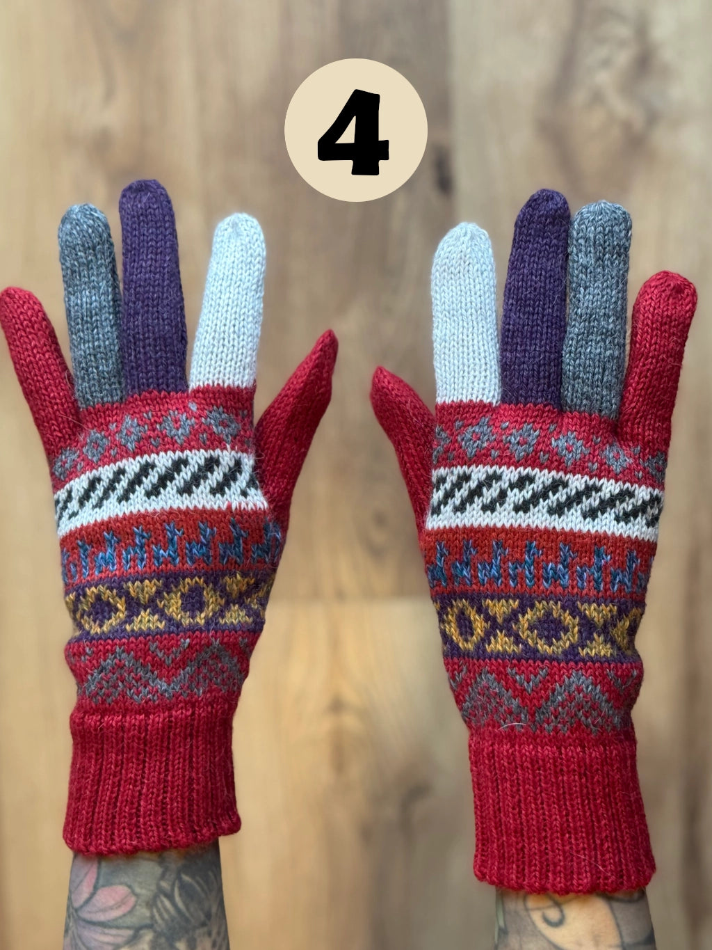 Rękawiczki pięciopalczaste - odcienie zachodu słońca /różne wzory