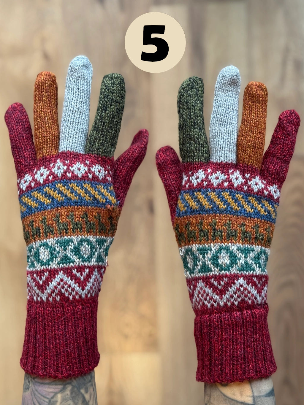 Rękawiczki pięciopalczaste - odcienie zachodu słońca /różne wzory