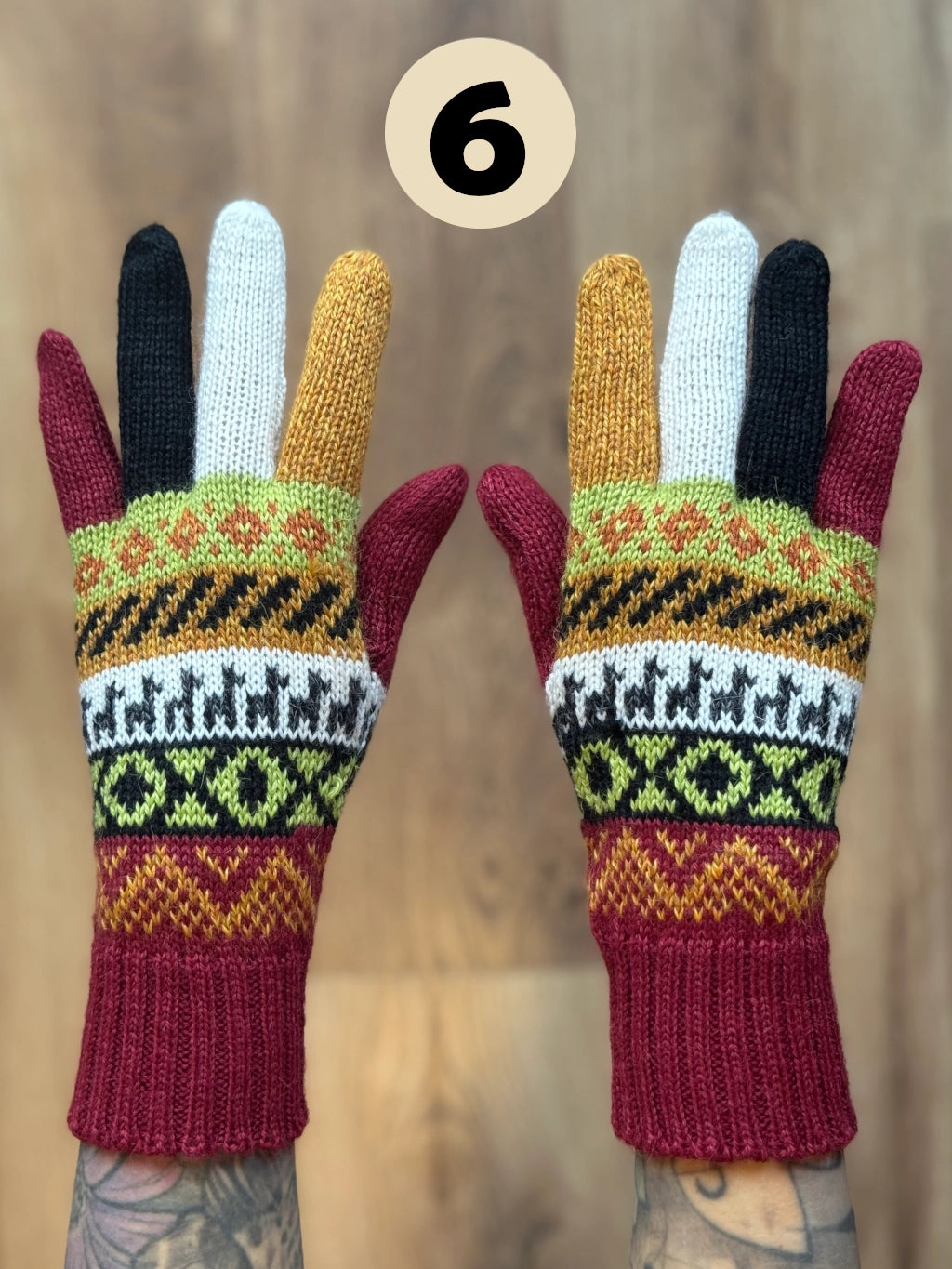 Rękawiczki pięciopalczaste - odcienie zachodu słońca /różne wzory