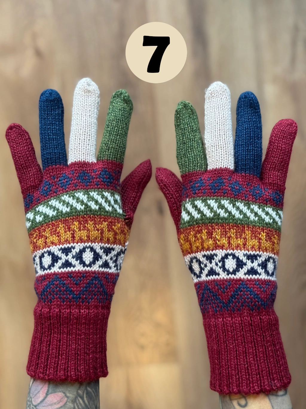 Rękawiczki pięciopalczaste - odcienie zachodu słońca /różne wzory