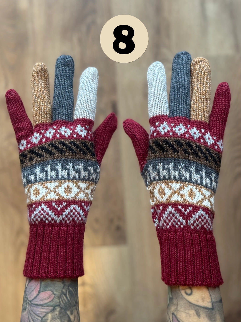 Rękawiczki pięciopalczaste - odcienie zachodu słońca /różne wzory