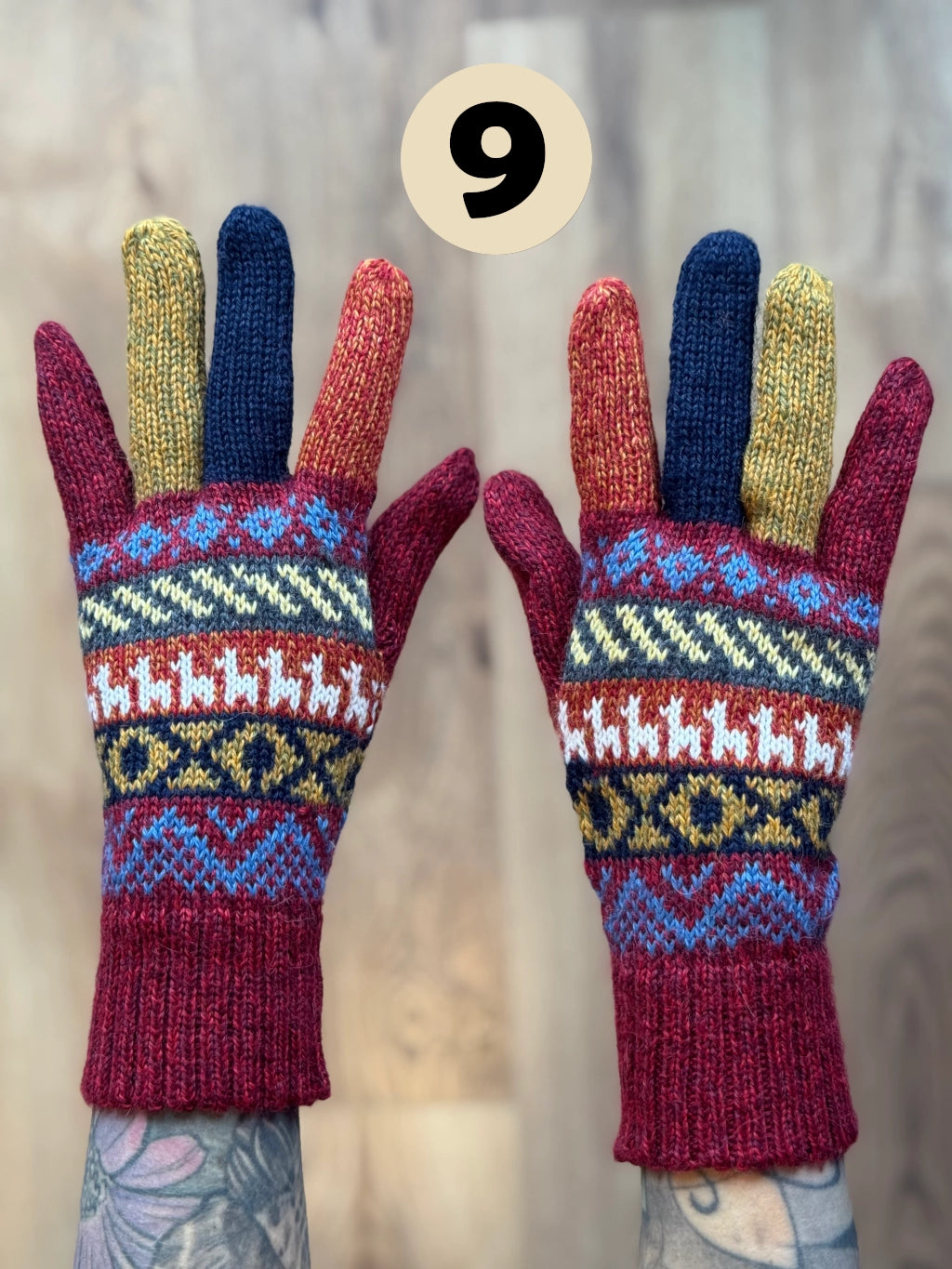 Rękawiczki pięciopalczaste - odcienie zachodu słońca /różne wzory