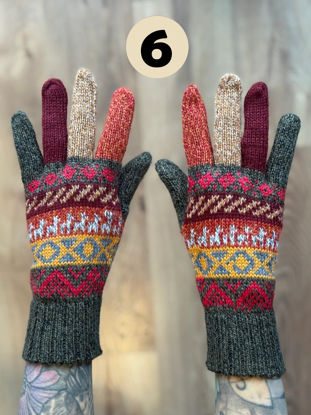 Rękawiczki pięciopalczaste - odcienie zieleni /różne wzory