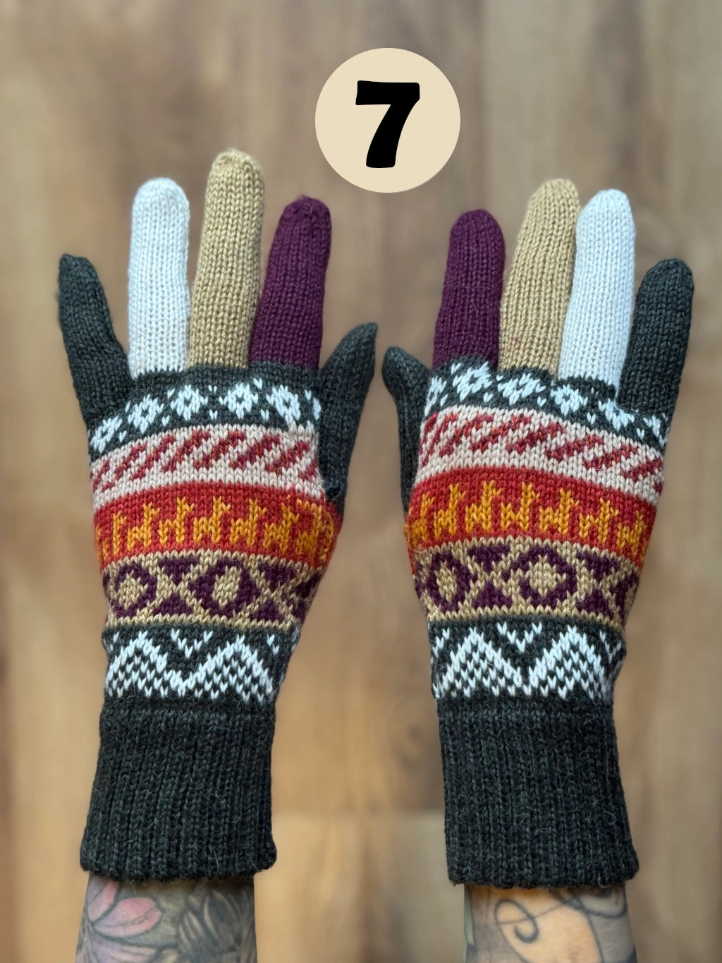 Rękawiczki pięciopalczaste - odcienie zieleni /różne wzory