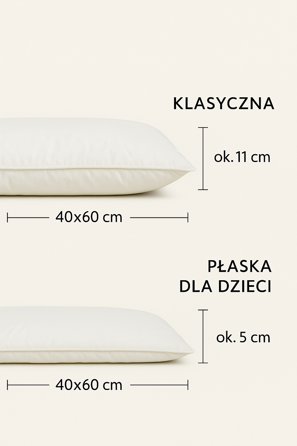 Poduszka z wełny alpaki 40x60 cm / standardowa lub płaska dla dzieci