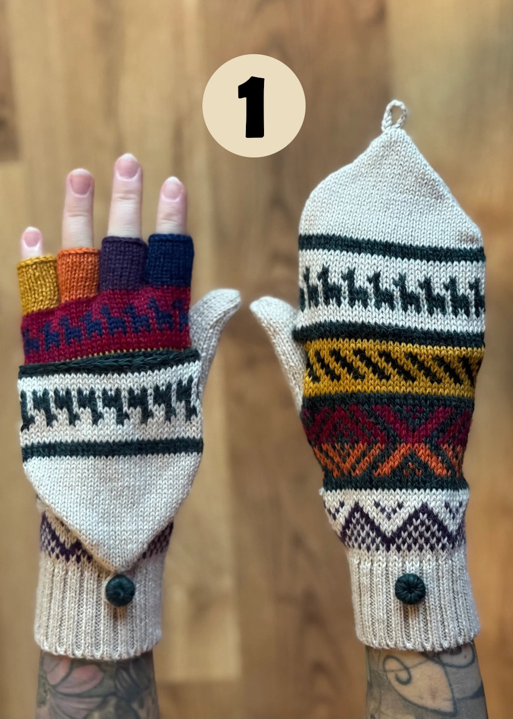 Rękawiczki z klapką - odcienie beżów i brązów / różne wzory