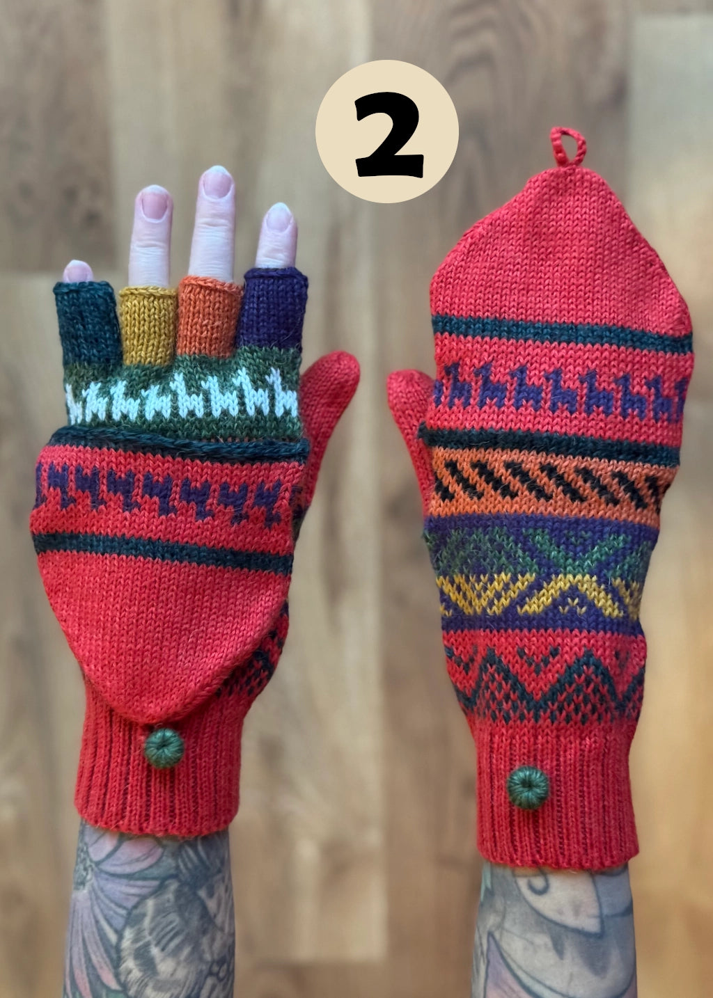 Rękawiczki z klapką - odcienie zachodzącego słońca / różne wzory