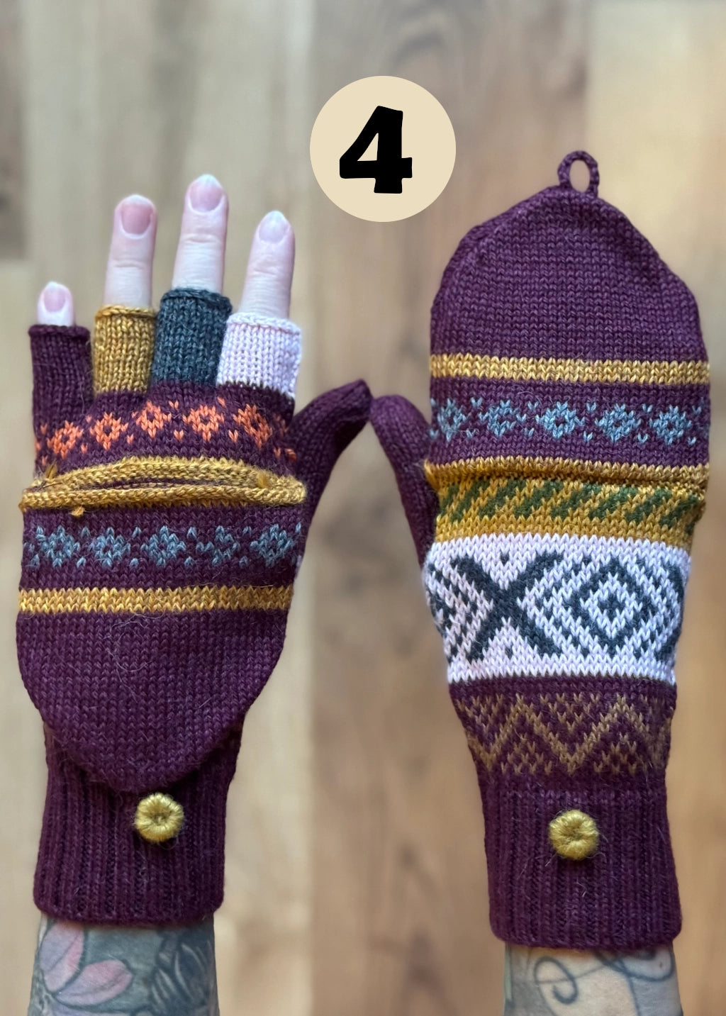 Rękawiczki z klapką - odcienie zachodzącego słońca / różne wzory